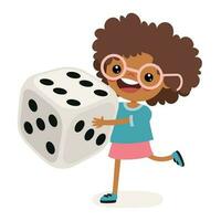 Cartoon Kid Playing With Dice vector