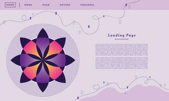 Flower shape landing page background template copy space. Circular ornament backdrop design vector illustration.