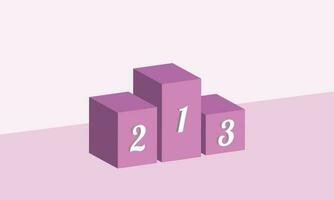 Pink square podium background template copy space. Number 1, 2, and 3 isometric stage design concept. vector