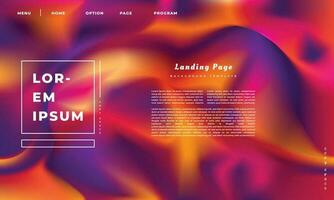 Colorful gradient mesh landing page design. Fluid colours gradation background design for website page design template. vector