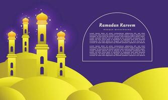 Golden mosque background template copy space. Ramadan kareem backdrop design for poster, banner, landing page, promotion, or presentation page. vector