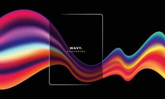 Colorful abstract wavy liquid background template copy space. Fluid gradient mesh colour backdrop design for poster, banner, magazine, leaflet, pamphlet, cover, booklet, or flyer. vector