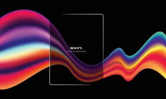 Colorful abstract wavy liquid background template copy space. Fluid gradient mesh colour backdrop design for poster, banner, magazine, leaflet, pamphlet, cover, booklet, or flyer. vector