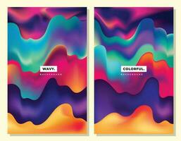 Colorful abstract wavy liquid background template copy space. Fluid gradient mesh colour backdrop design for poster, banner, magazine, leaflet, pamphlet, cover, booklet, or flyer. vector