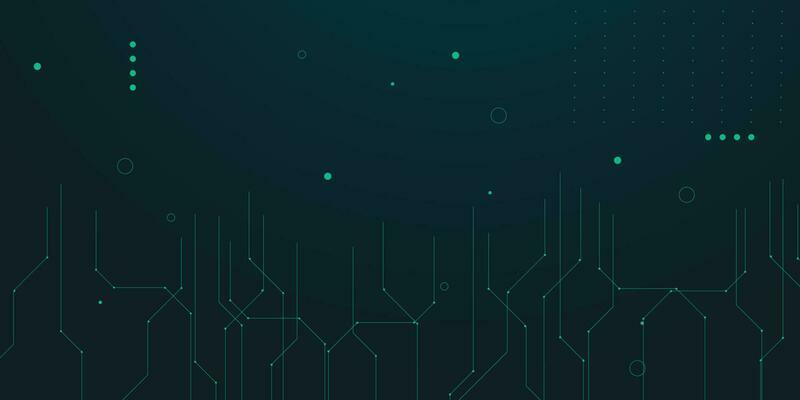 Modern green background with line circuitboard element