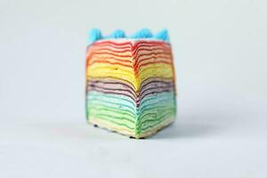 Rainbow crepe layer cake photo