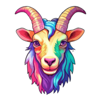 Goat modern pop art style, Colorful Goat illustration, pastel sticker cute colors, . png