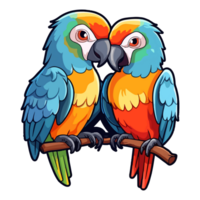 pappagallo amore moderno pop arte stile, colorato pappagallo amore illustrazione, uccello pastello etichetta carino colori, ai generato. png