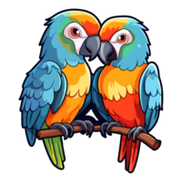 parrot love modern pop art style, Colorful parrot love illustration, bird pastel sticker cute colors, . png