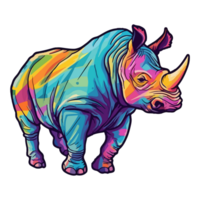 Colorful rhinoceros modern pop art style, Rhinoceros illustration, simple creative design, . png