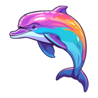 Dolphin modern pop art style, Colorful Dolphin illustration, pastel sticker cute colors, . png