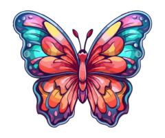 vistoso mariposa logo, mariposa pegatina, pastel linda colores, ai generado. png