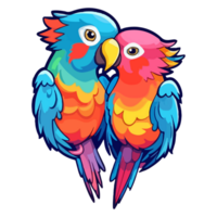 papegoja kärlek modern pop- konst stil, färgrik papegoja kärlek illustration, fågel pastell klistermärke söt färger, ai genererad. png