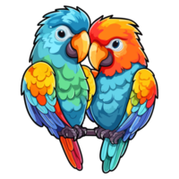 parrot love modern pop art style, Colorful parrot love illustration, bird pastel sticker cute colors, . png