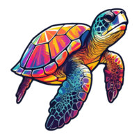 Colorful Sea Turtle modern pop art style, Sea Turtle illustration, simple creative design, . png