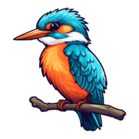 färgrik kungsfiskare fågel pop- konst stil, kungsfiskare klistermärke, pastell söt färger, ai genererad. png