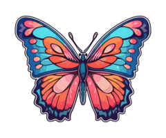 vistoso mariposa logo, mariposa pegatina, pastel linda colores, ai generado. png
