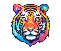 colorato tigre testa logo, tigre viso etichetta, pastello carino colori, ai generato. png