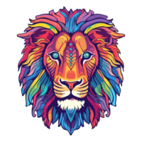 colorida leão moderno pop arte estilo, colorida leão ilustração, simples criativo projeto, ai gerado. png