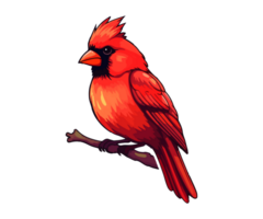 rosso cardinale su albero ramo, rosso cardinale logo, rosso cardinale etichetta, ai generato. png