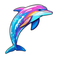 Delfin modern Pop Kunst Stil, bunt Delfin Illustration, Pastell- Aufkleber süß Farben, ai generiert. png
