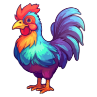 vistoso pollo gallo moderno popular Arte estilo, pollo gallo ilustración, pastel linda colores, ai generado. png