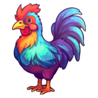 Colorful Chicken Rooster modern pop art style, Chicken Rooster illustration, pastel cute colors, . png