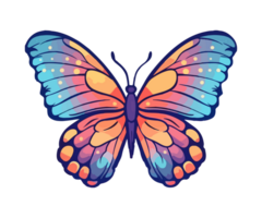 coloré papillon logo, papillon autocollant, pastel mignonne couleurs, ai généré. png