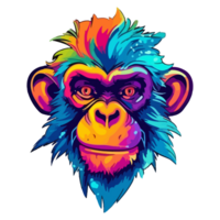 Colorful Cool Monkey Head pop art style, Monkey Sticker, pastel cute colors, png