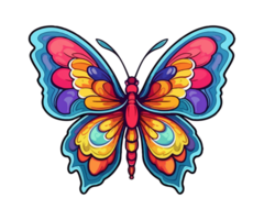 kleurrijk vlinder logo, vlinder sticker, pastel schattig kleuren, ai gegenereerd. png