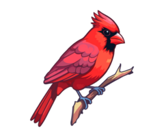 rojo cardenal en árbol rama, rojo cardenal logo, rojo cardenal pegatina, ai generado. png