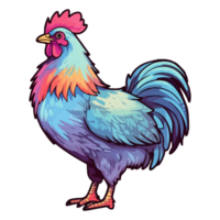 Colorful Chicken Rooster modern pop art style, Chicken Rooster illustration, pastel cute colors, . png