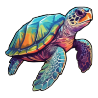 färgrik hav sköldpadda modern pop- konst stil, hav sköldpadda illustration, enkel kreativ design, ai genererad. png