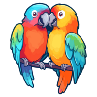 parrot love modern pop art style, Colorful parrot love illustration, bird pastel sticker cute colors, . png