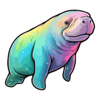 Colorful Manatee modern pop art style, Manatee Illustration, Manatee pastel cute colors, . png