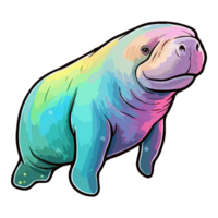 colorida peixe-boi moderno pop arte estilo, peixe-boi ilustração, peixe-boi pastel fofa cores, ai gerado. png