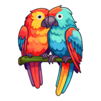 papegaai liefde modern knal kunst stijl, kleurrijk papegaai liefde illustratie, vogel pastel sticker schattig kleuren, ai gegenereerd. png