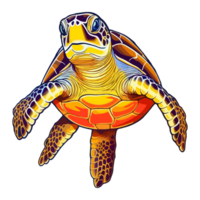 Colorful Sea Turtle modern pop art style, Sea Turtle illustration, simple creative design, . png