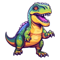 schattig tekenfilm dinosaurus, kinderen stickers, ai gegenereerd. png