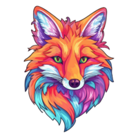 Colorful Fox modern pop art style, Fox Sticker, pastel cute colors, . png