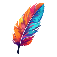 colorato uccello piuma logo, piuma etichetta, pastello carino colori, generativo ai. png
