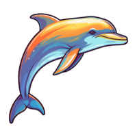 Dolphin modern pop art style, Colorful Dolphin illustration, pastel sticker cute colors, . png