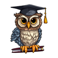 uil diploma uitreiking ceremonie vogel tekenfilm, diploma uitreiking gewaad, dieren, plein academisch pet, kleurrijk grillig uil modern knal kunst stijl, grillig uil illustratie, gemakkelijk creatief ontwerp, ai gegenereerd. png