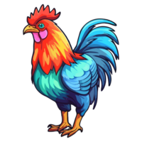 Colorful Chicken Rooster modern pop art style, Chicken Rooster illustration, pastel cute colors, . png