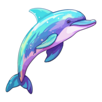 Dolphin modern pop art style, Colorful Dolphin illustration, pastel sticker cute colors, . png