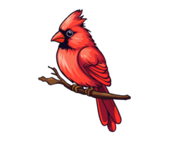 röd kardinal på träd gren, röd kardinal logotyp, röd kardinal klistermärke, ai genererad. png