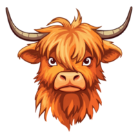 Highland Cow modern pop art style, Colorful Highland Cow illustration, pastel sticker cute colors, . png