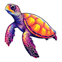 Colorful Sea Turtle modern pop art style, Sea Turtle illustration, simple creative design, . png