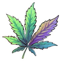 bunt Marihuana Gras Blatt modern Pop Kunst Stil, Cannabis Aufkleber, Pastell- süß Farben, ai generiert. png
