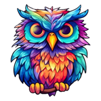 Colorful Owl pop art style, Owl Sticker, pastel cute colors, . png